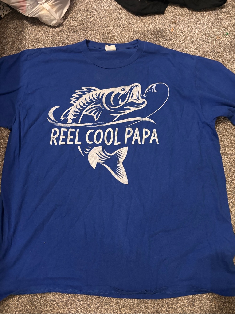 Port & Company Reel Cool Papa Fishing Graphic Tee Royal Blue